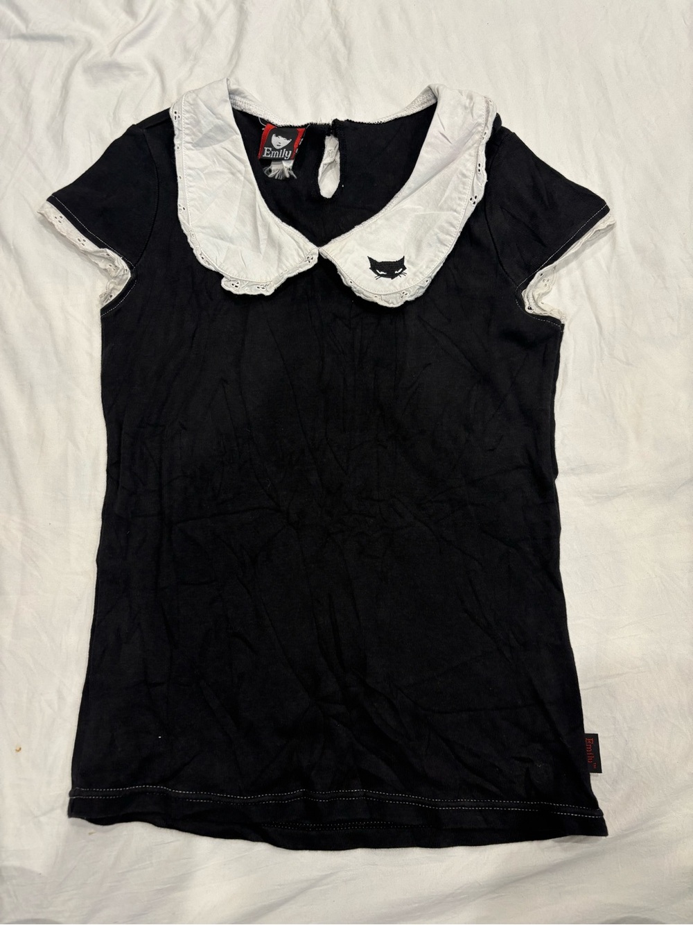 Emily the Strange Collared Tee with Cat